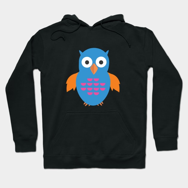 Blue & Orange Owl Hoodie by adamzworld